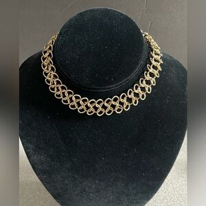 Gold Tone Chainmail Choker Necklace